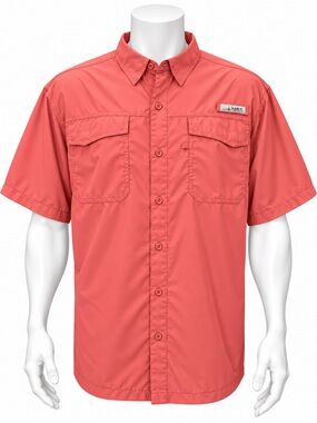 Habit Tea Rose Vented Button Up Men's Short Sleeve Fishing Shirt Size XXL 2XL